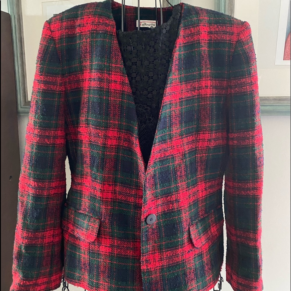 Talbots sexy wool plaid blazer